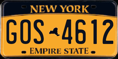 NY license plate GOS4612