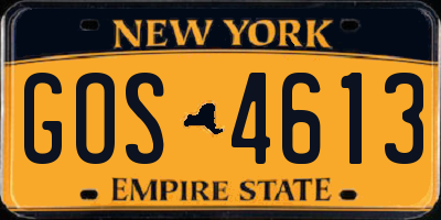 NY license plate GOS4613