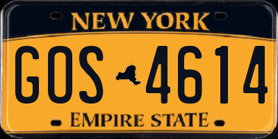NY license plate GOS4614