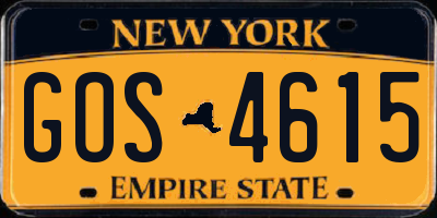 NY license plate GOS4615
