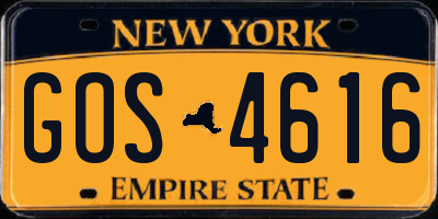 NY license plate GOS4616
