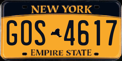 NY license plate GOS4617