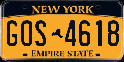 NY license plate GOS4618