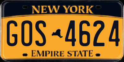NY license plate GOS4624
