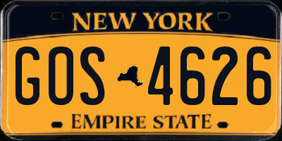 NY license plate GOS4626