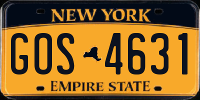 NY license plate GOS4631