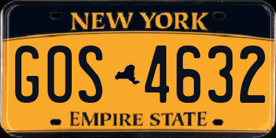 NY license plate GOS4632