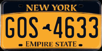 NY license plate GOS4633
