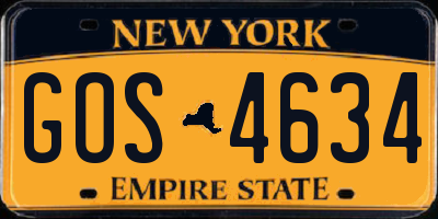 NY license plate GOS4634