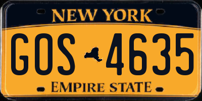 NY license plate GOS4635