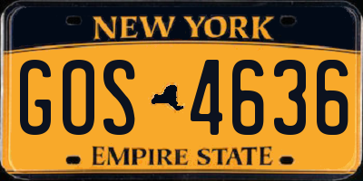NY license plate GOS4636