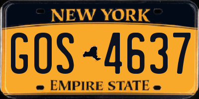 NY license plate GOS4637