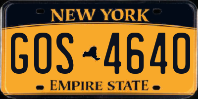 NY license plate GOS4640
