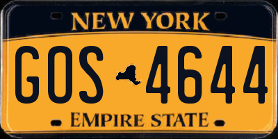 NY license plate GOS4644