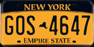 NY license plate GOS4647