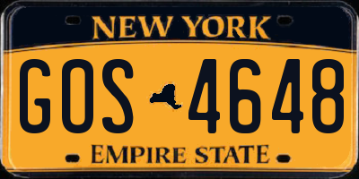 NY license plate GOS4648