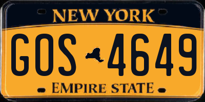NY license plate GOS4649