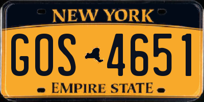 NY license plate GOS4651