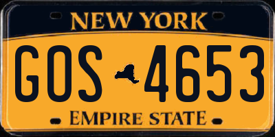 NY license plate GOS4653