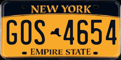 NY license plate GOS4654