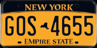 NY license plate GOS4655