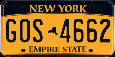 NY license plate GOS4662