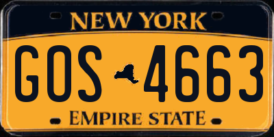 NY license plate GOS4663