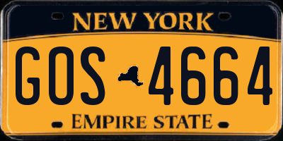 NY license plate GOS4664