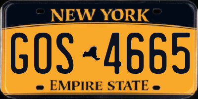 NY license plate GOS4665