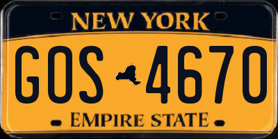 NY license plate GOS4670