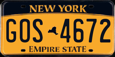 NY license plate GOS4672