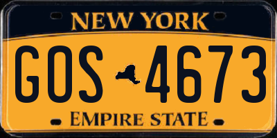 NY license plate GOS4673