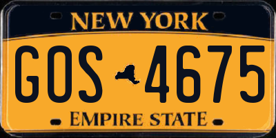 NY license plate GOS4675