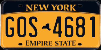 NY license plate GOS4681