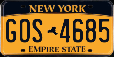 NY license plate GOS4685