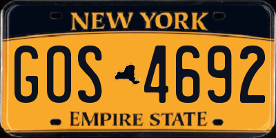 NY license plate GOS4692
