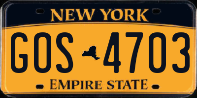 NY license plate GOS4703