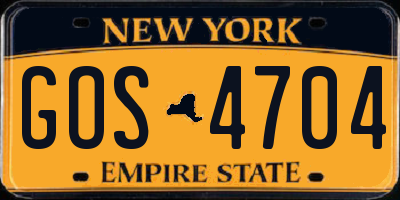 NY license plate GOS4704