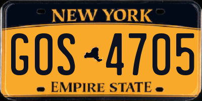 NY license plate GOS4705