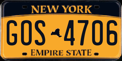 NY license plate GOS4706