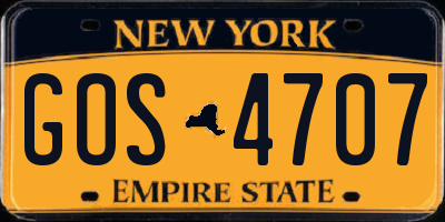 NY license plate GOS4707