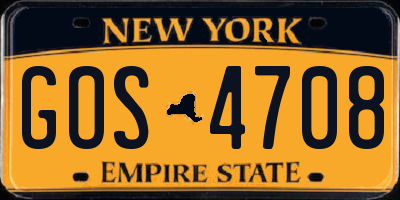 NY license plate GOS4708