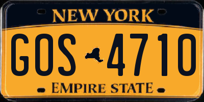 NY license plate GOS4710