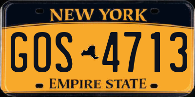 NY license plate GOS4713