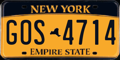 NY license plate GOS4714