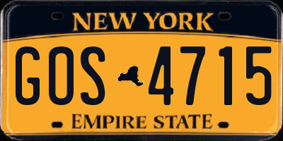 NY license plate GOS4715