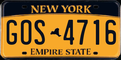 NY license plate GOS4716