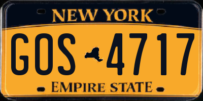 NY license plate GOS4717
