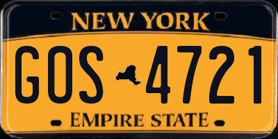 NY license plate GOS4721