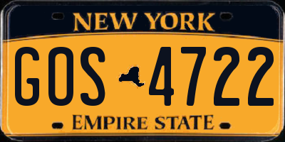 NY license plate GOS4722
